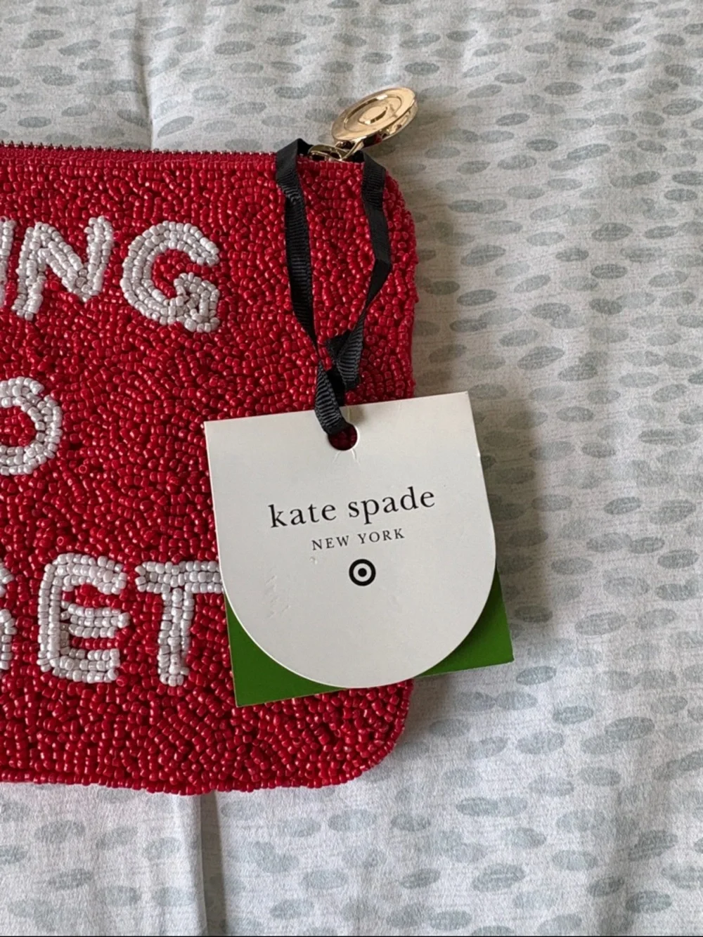 Going to Target Red Beaded Wristlet Pouch Kate Spade x Target NWT - Picture 3 of 6